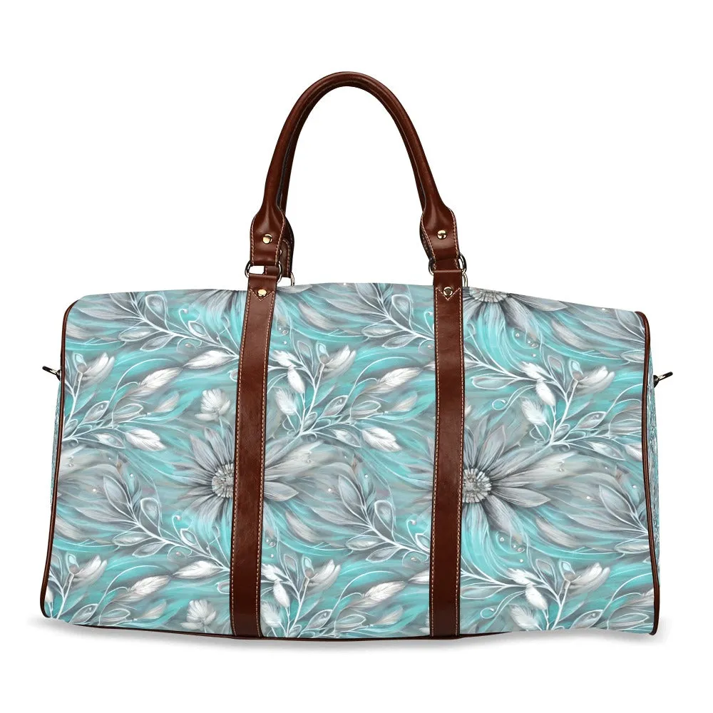 Green Elegant Large Print Floral Waterproof Travel Bag/Small (Model 1639)