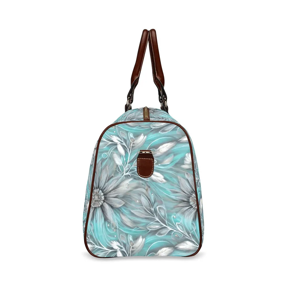 Green Elegant Large Print Floral Waterproof Travel Bag/Small (Model 1639)