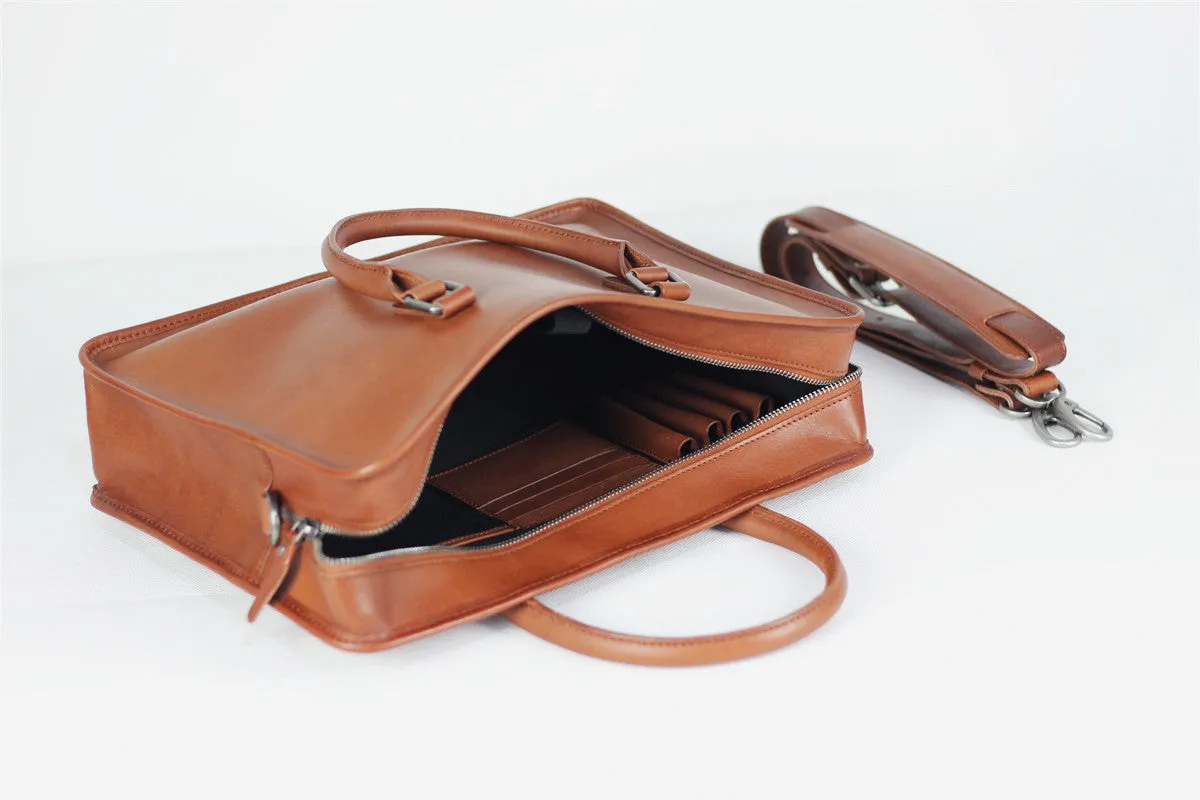 Handmade Full Grain Leather Cross Body Bag Laptop Bag