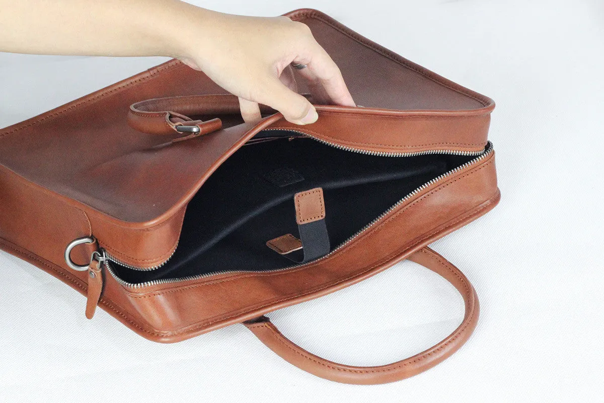 Handmade Full Grain Leather Cross Body Bag Laptop Bag