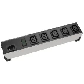 Heavy Duty Power Bar, 11.75", IEC 5-Outlet, 230VAC, 10A