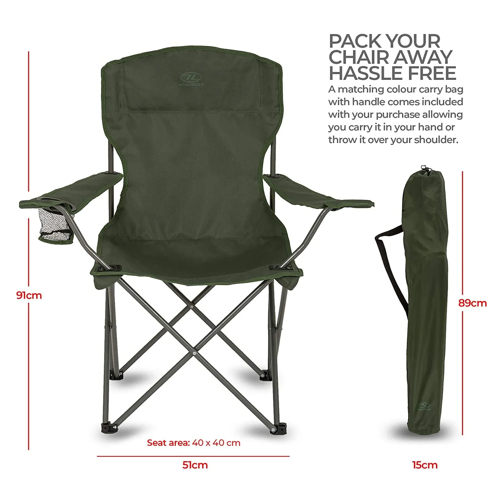 Highlander Edinburgh Olive Folding Camping Chair