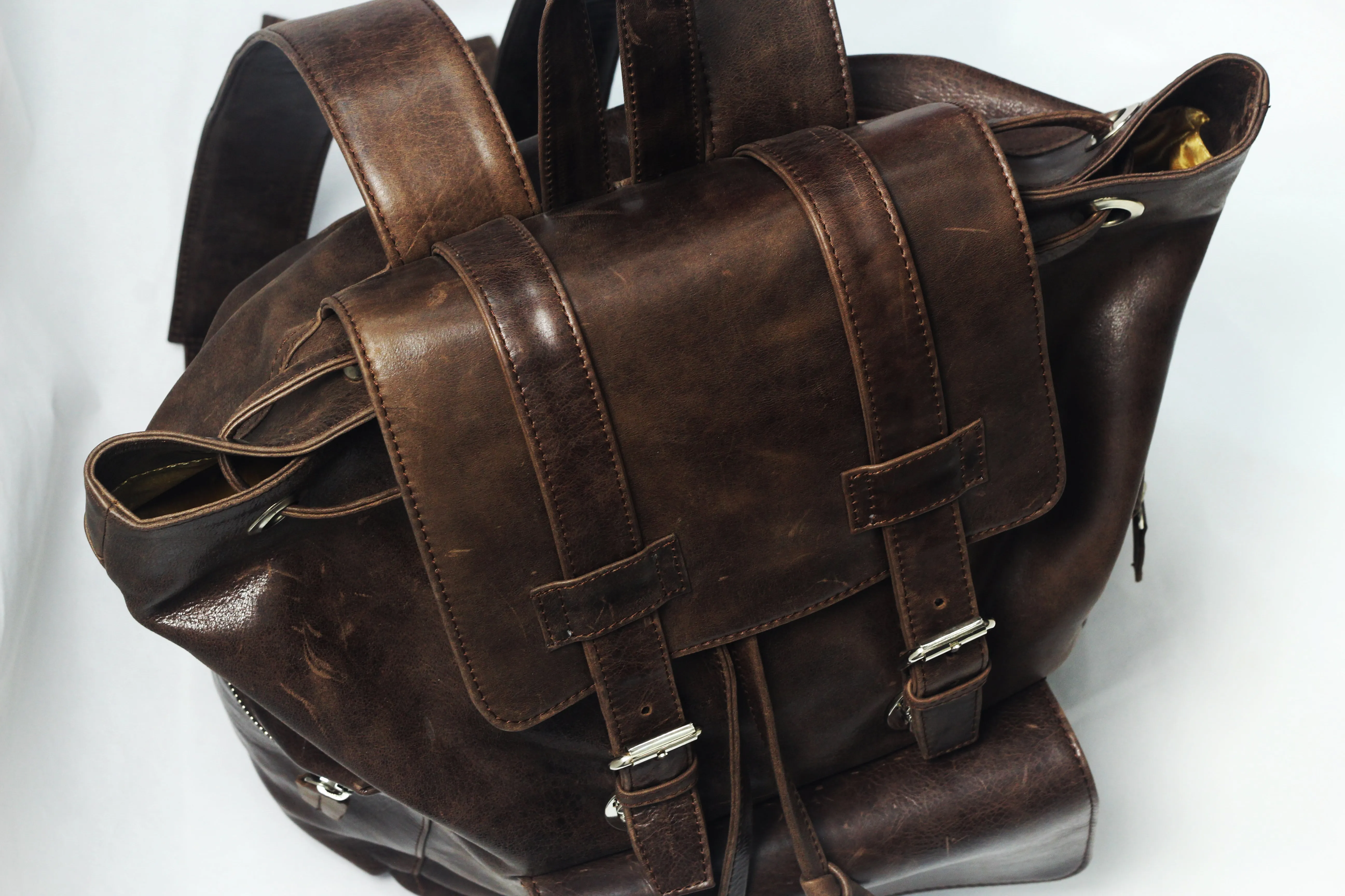 Hilford | Distressed Brown Leather Backpack