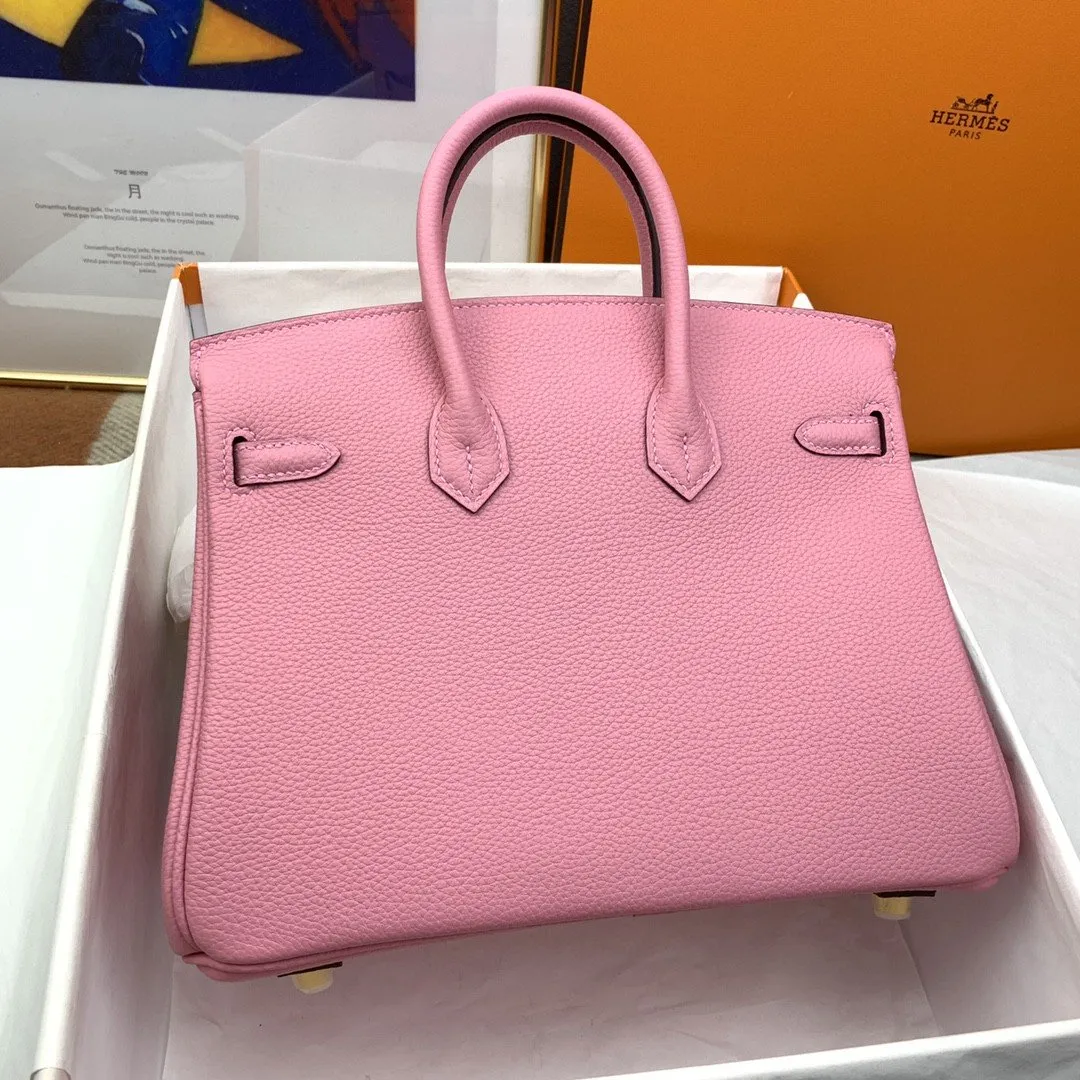 HM Birkin Nata Swift Pink For Women Gold Toned Hardware 10in/25cm