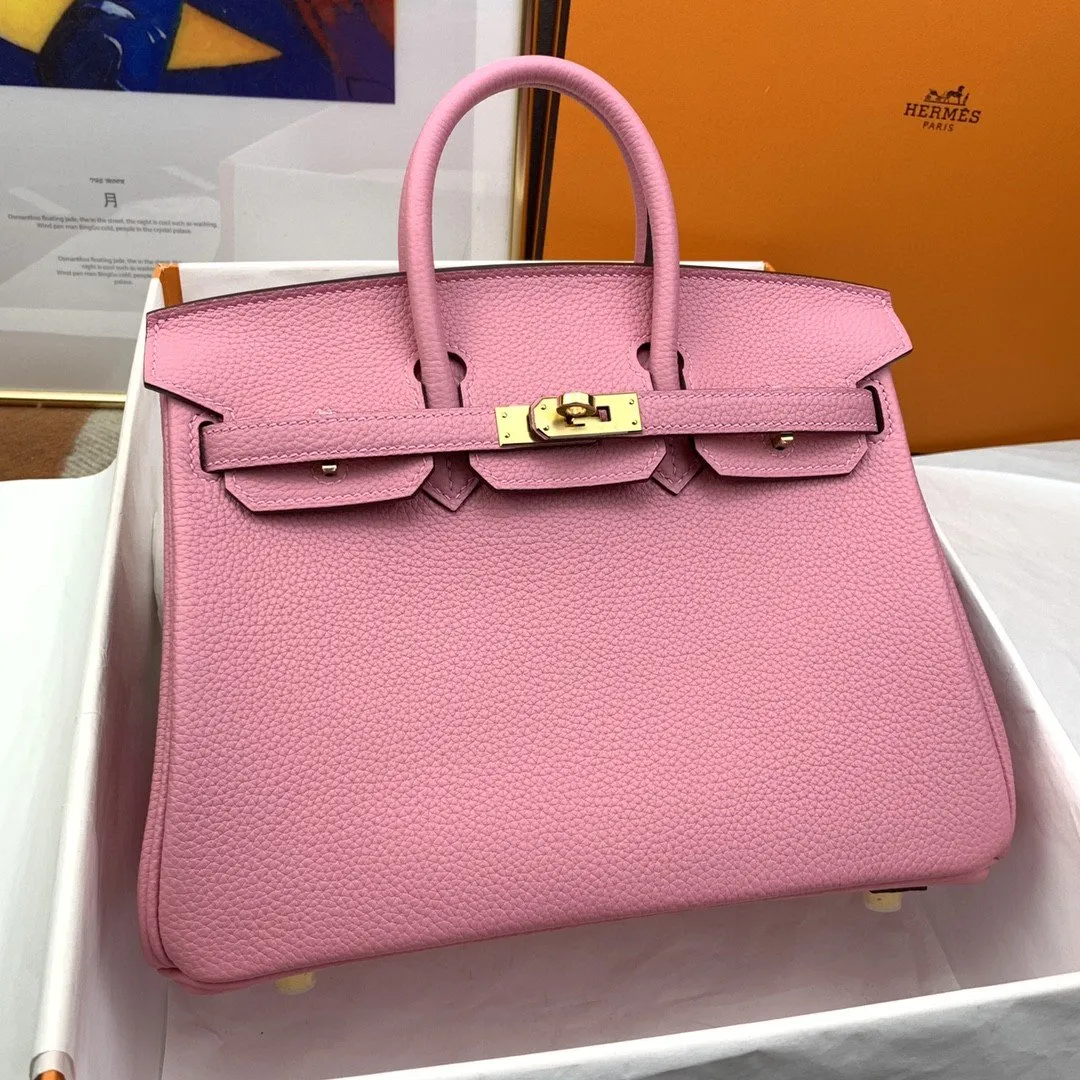 HM Birkin Nata Swift Pink For Women Gold Toned Hardware 10in/25cm