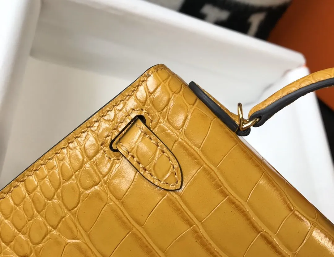 HM Kelly Yellow For Women Gold Toned Hardware 7.8in/20cm