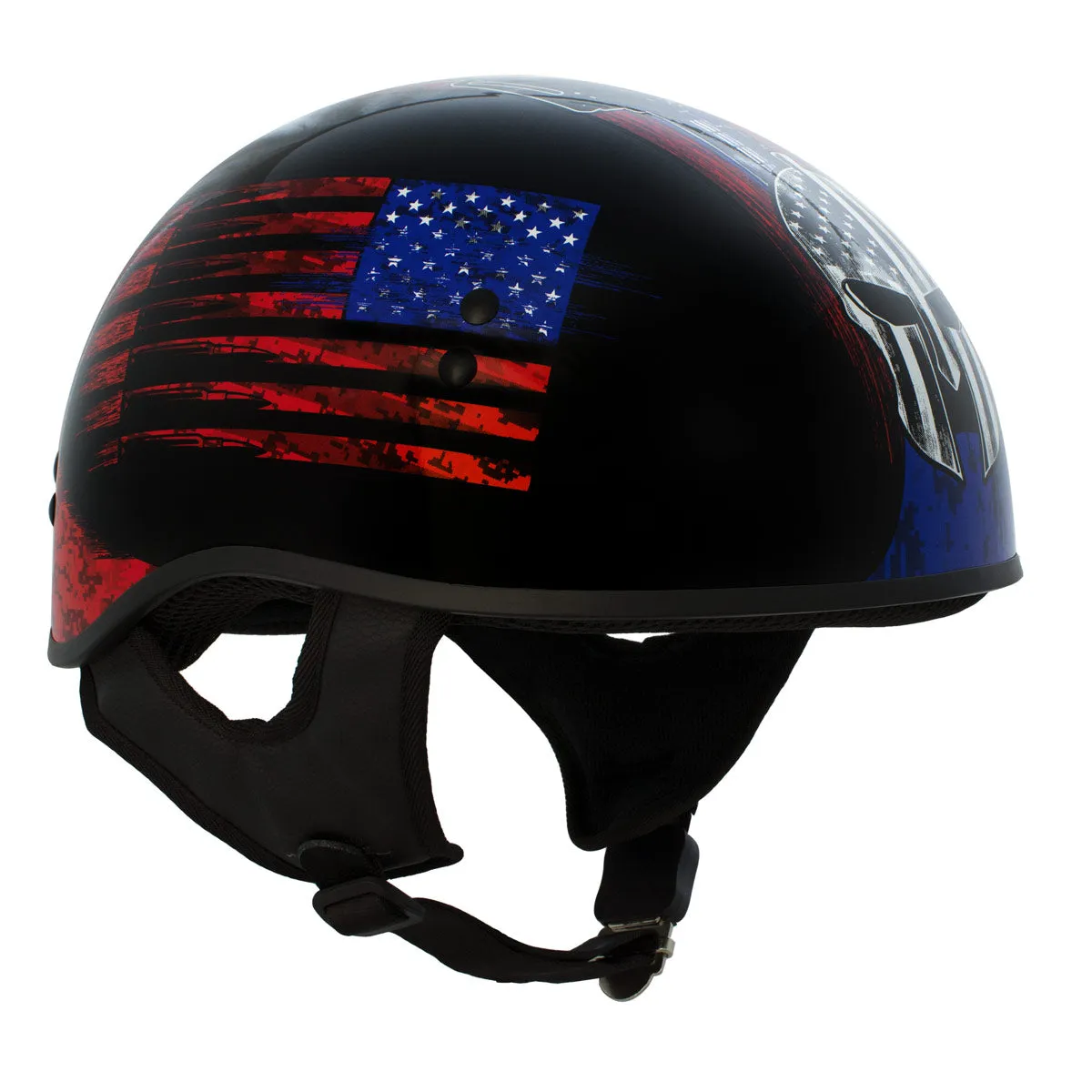 Hot Leathers HLD1044 Gloss Black 'Colored Warrior Bullet' Advanced DOT Skull Helmet