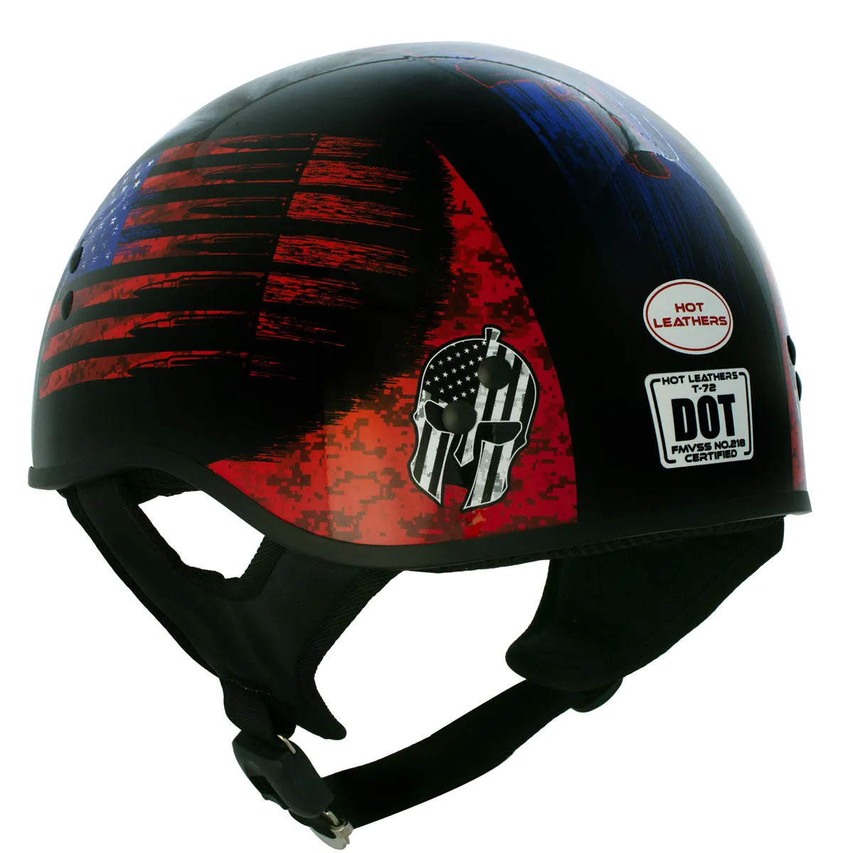 Hot Leathers HLD1044 Gloss Black 'Colored Warrior Bullet' Advanced DOT Skull Helmet