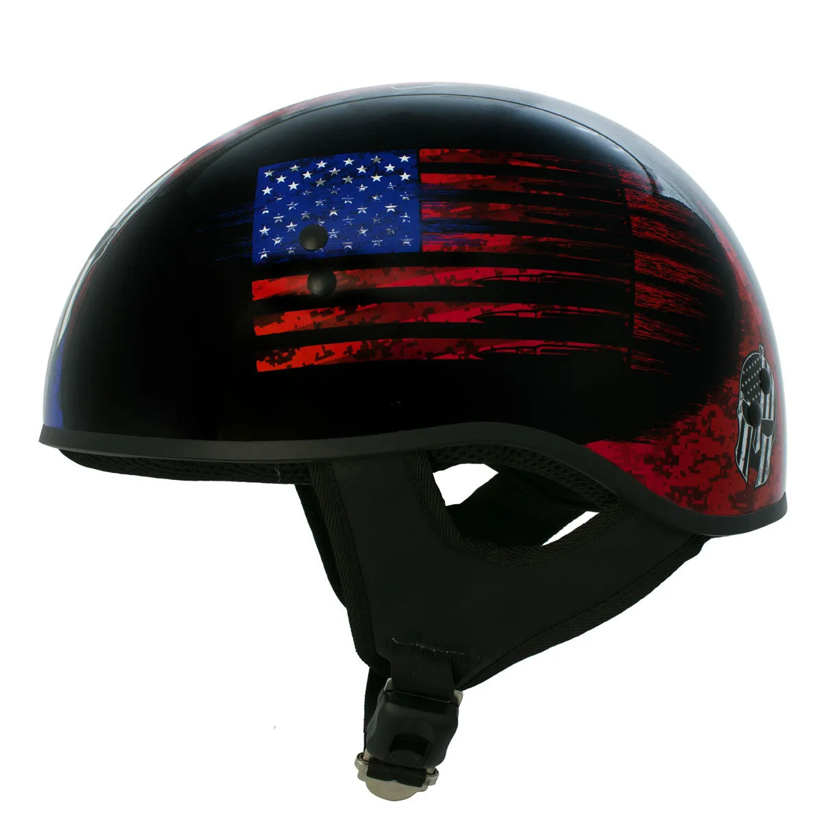 Hot Leathers HLD1044 Gloss Black 'Colored Warrior Bullet' Advanced DOT Skull Helmet