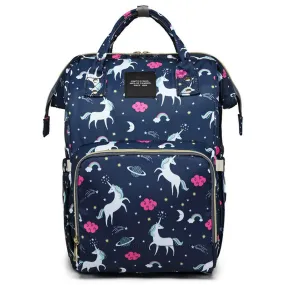 House of Quirk Baby Diaper Bag Maternity Backpack (Dark Blue Unicorn)