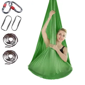 Indoor Anti-gravity Yoga Knot-free Aerial Yoga Hammock with Buckle / Extension Strap, Size: 400x280cm(Green)