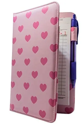 Industry Night Pink Hearts Pretty Server Book Waitress Organizer | Cute Print 5x8 Restaurant Waitstaff Wallet Order Pad Holder