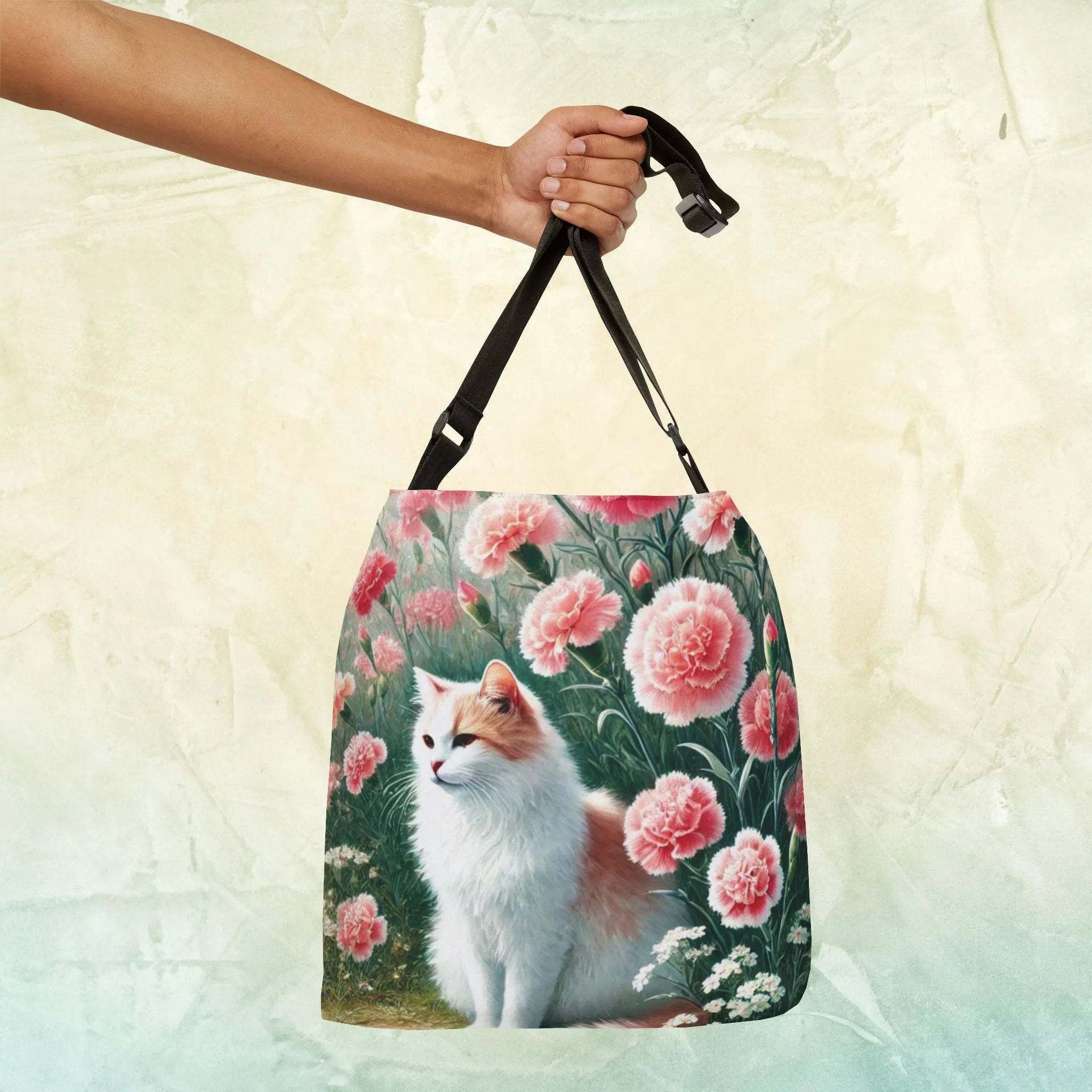 January Birth Flower - Cat Lover - Adjustable Strap Tote Bag