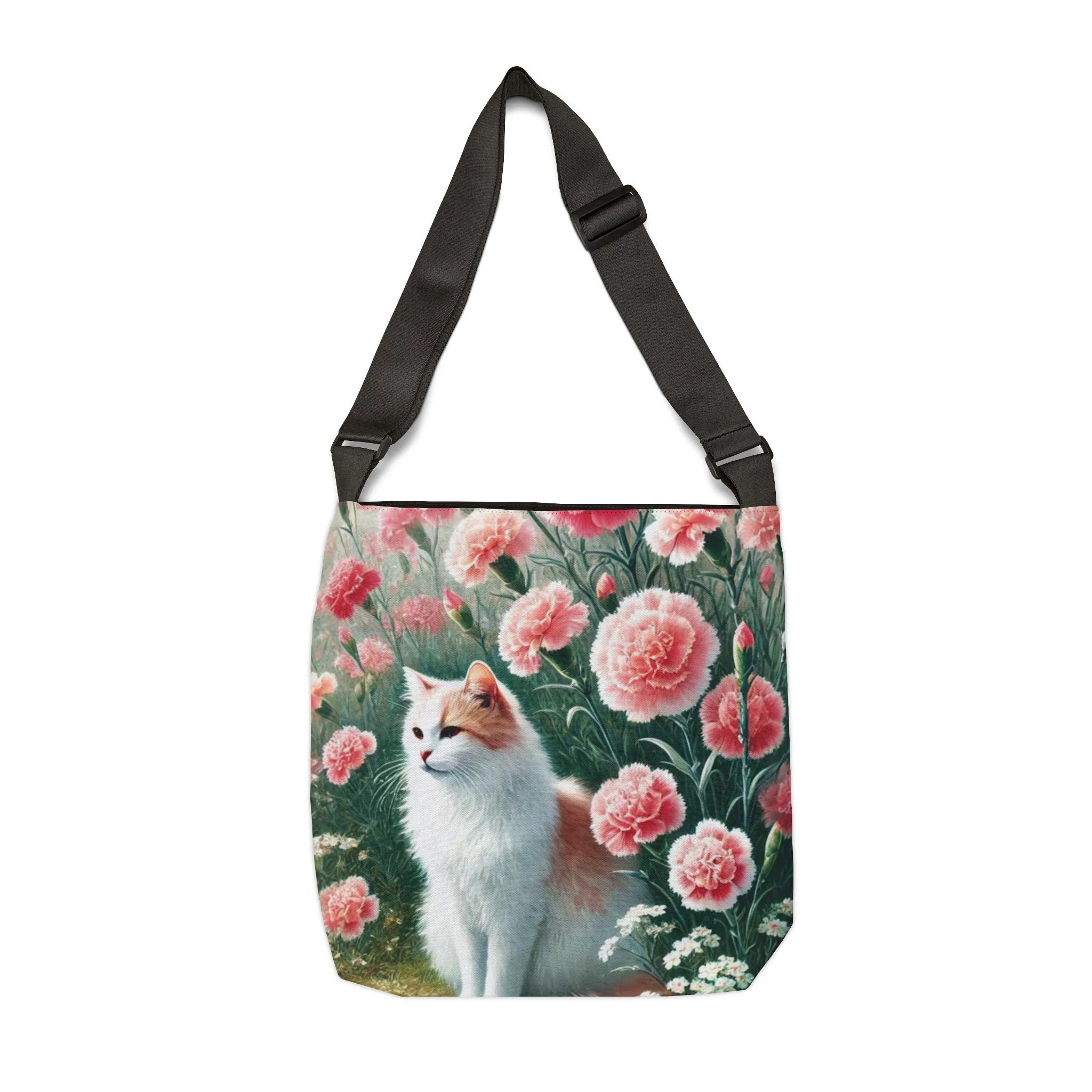 January Birth Flower - Cat Lover - Adjustable Strap Tote Bag