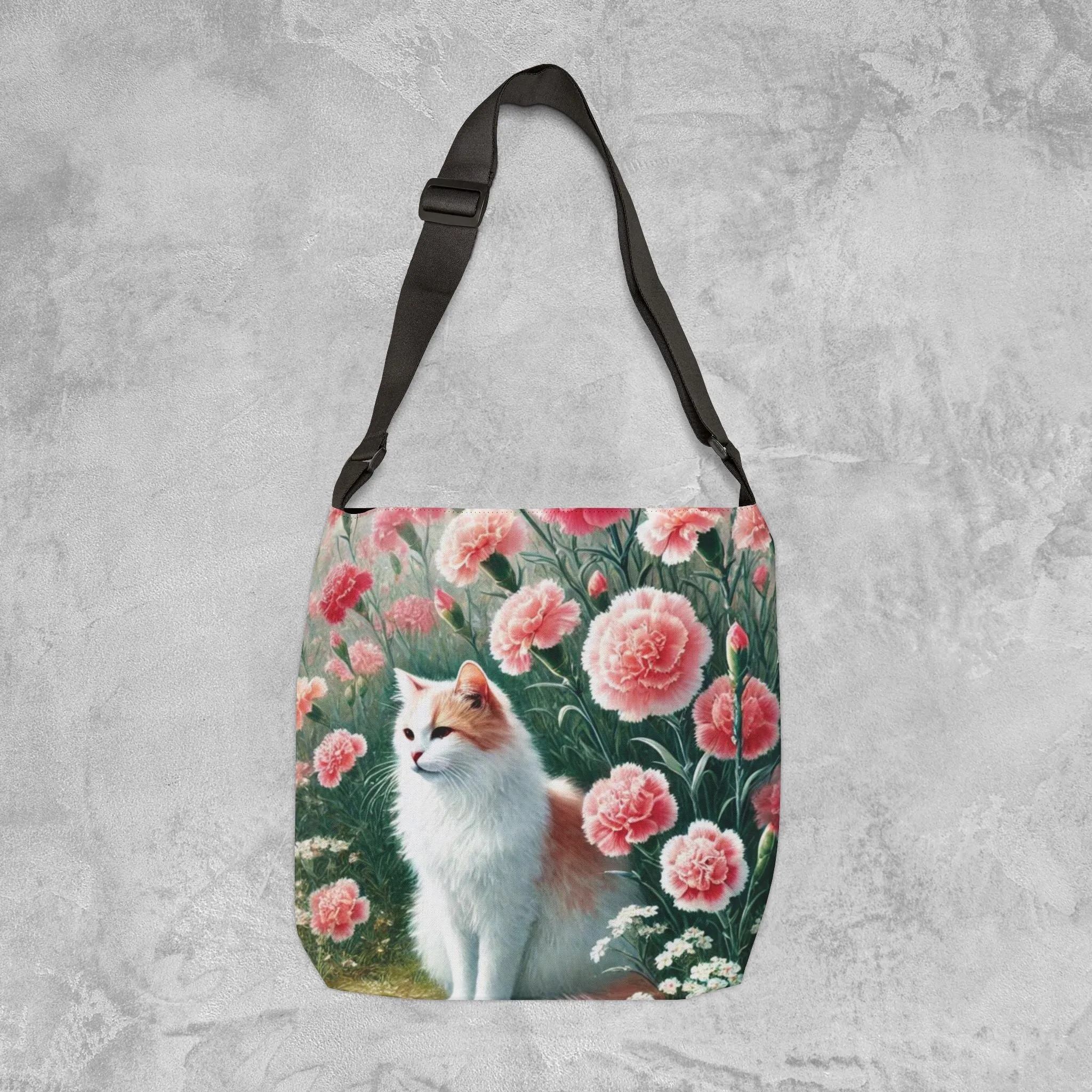 January Birth Flower - Cat Lover - Adjustable Strap Tote Bag