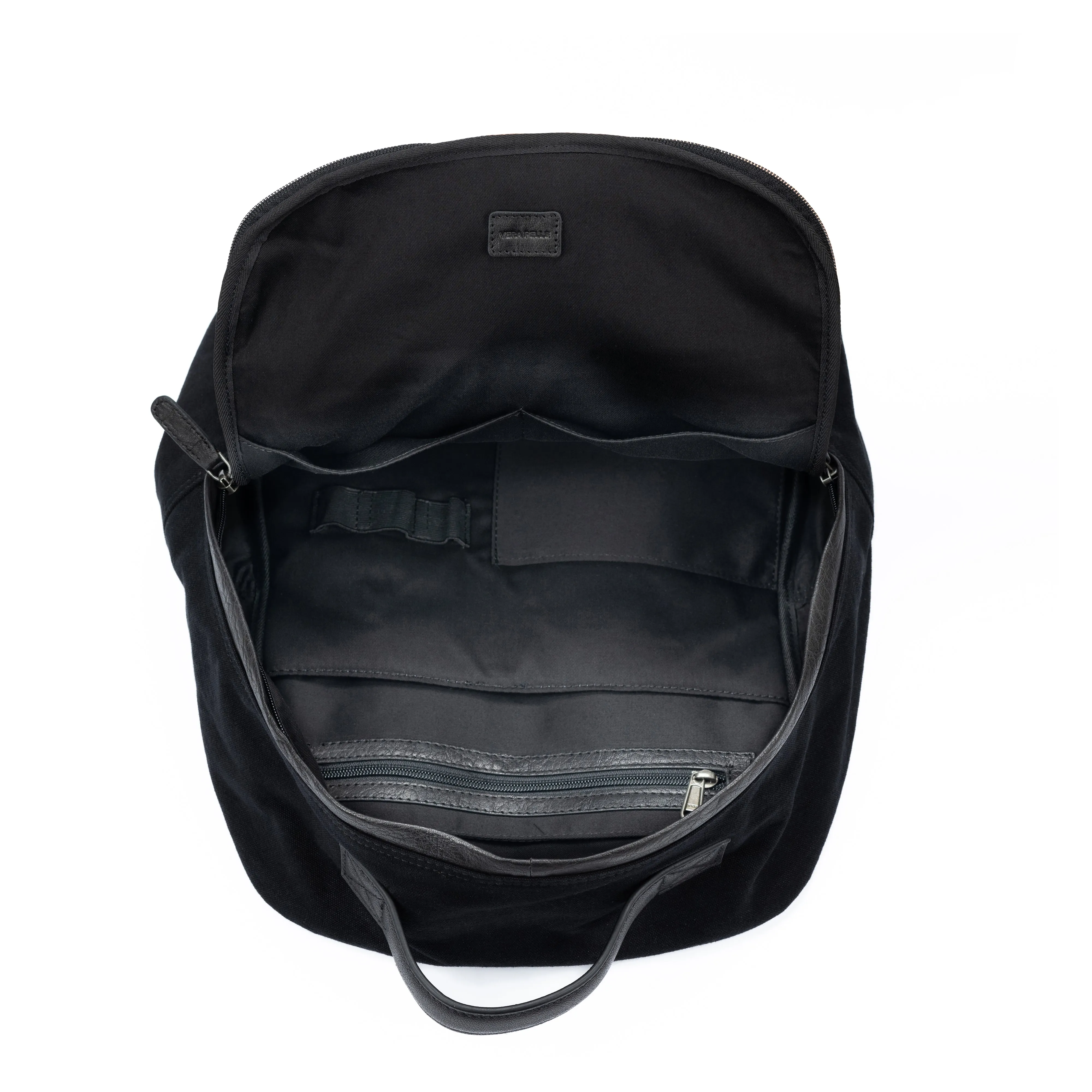 Kaili Mood Canvas and Leather Laptop Backpack Black