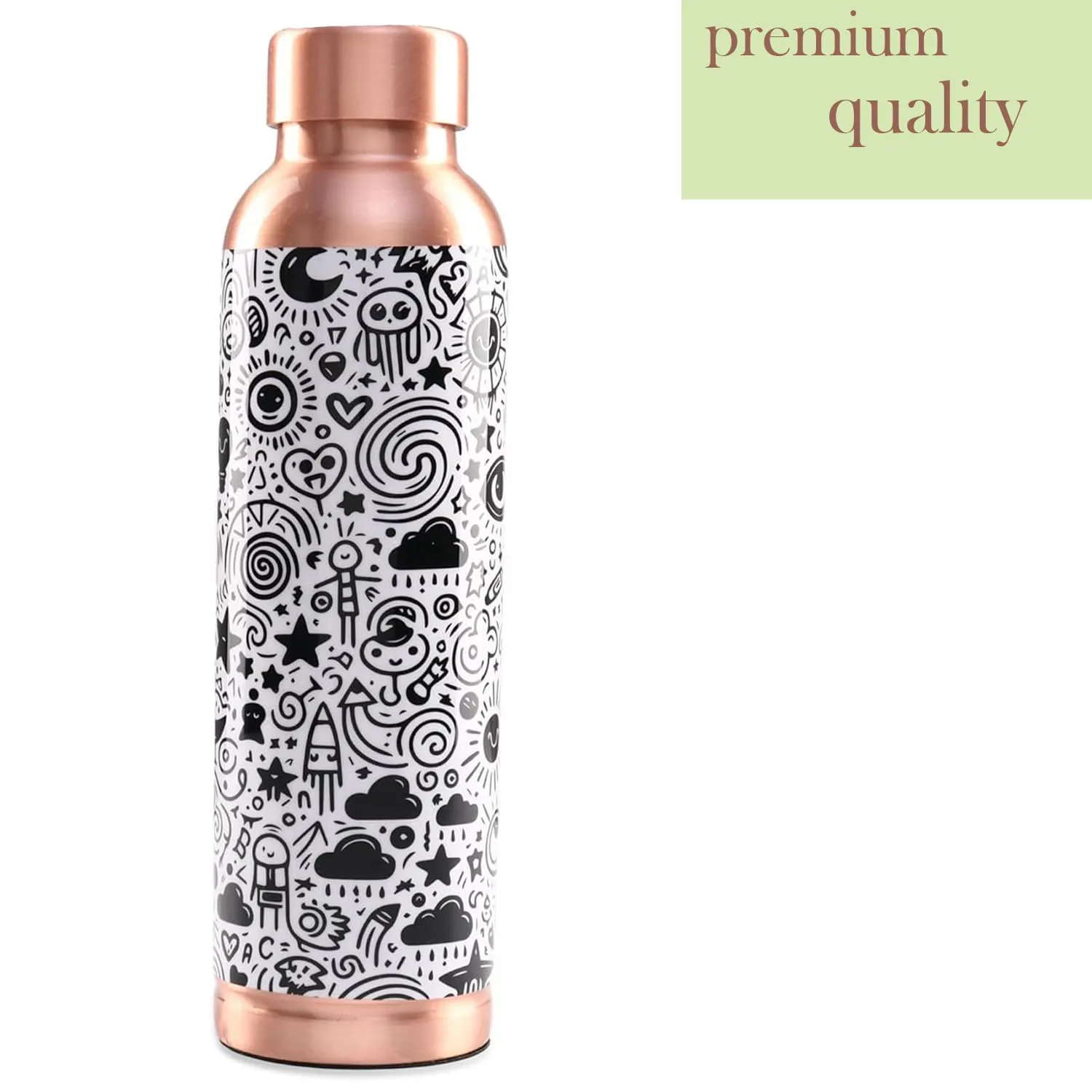 Kuber Industries Pack of 3 Copper Water Bottle - Non-Toxic & Leakproof Tamaba Bottle for Office/Gym/Yoga/College, Men & Women - 950ml | Black & White