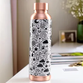 Kuber Industries Pack of 4 Copper Water Bottle - Eco-Friendly & Leakproof Tamaba Bottle for Office/Gym/Yoga/College, Men & Women | 950ml | Lining Design