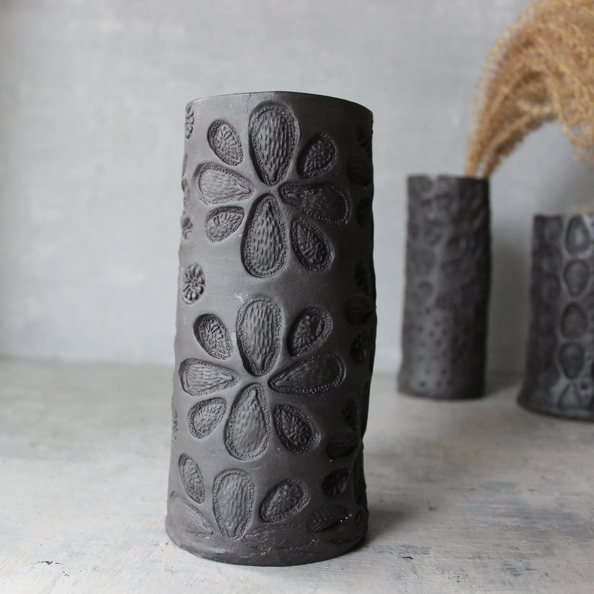 Large Black Ceramic Vases