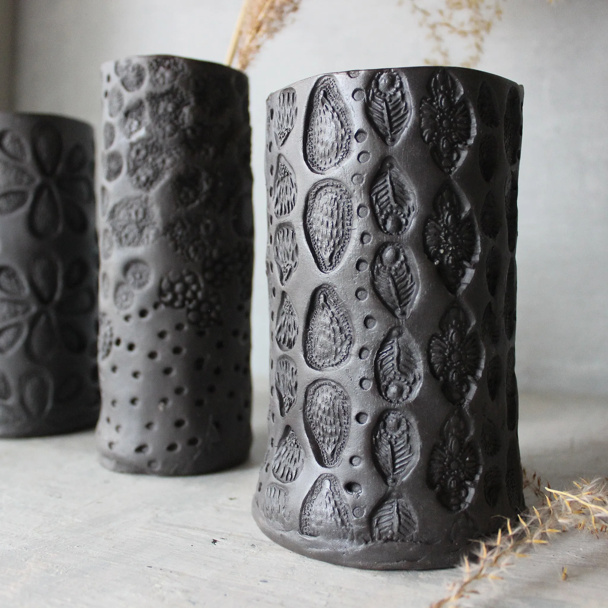 Large Black Ceramic Vases