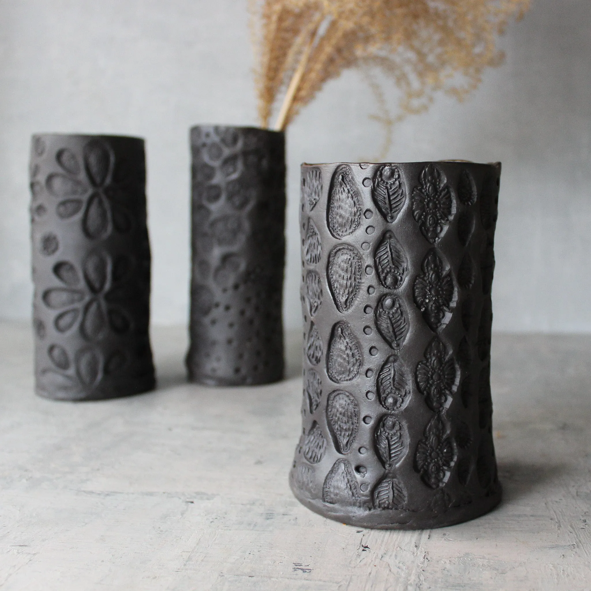 Large Black Ceramic Vases