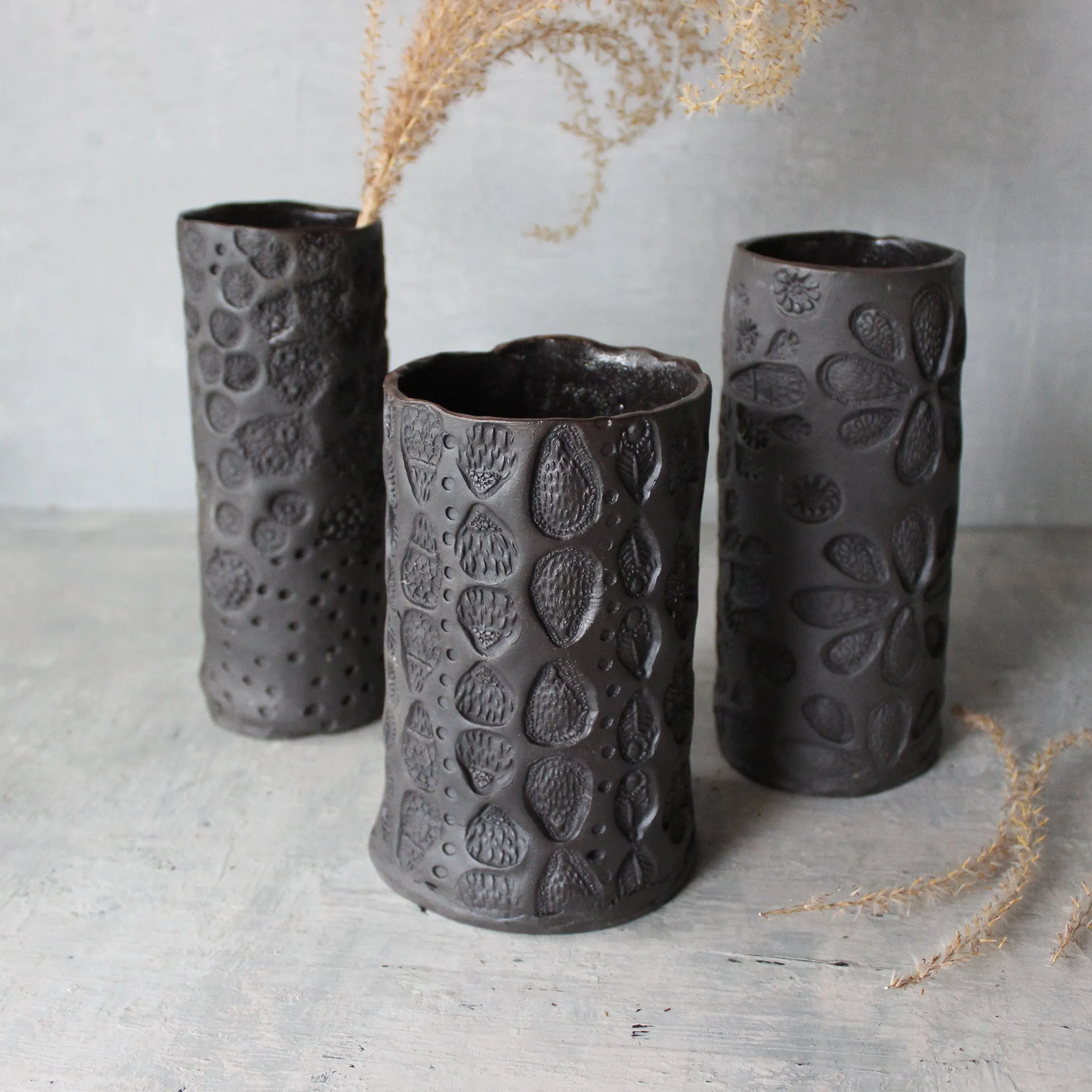 Large Black Ceramic Vases