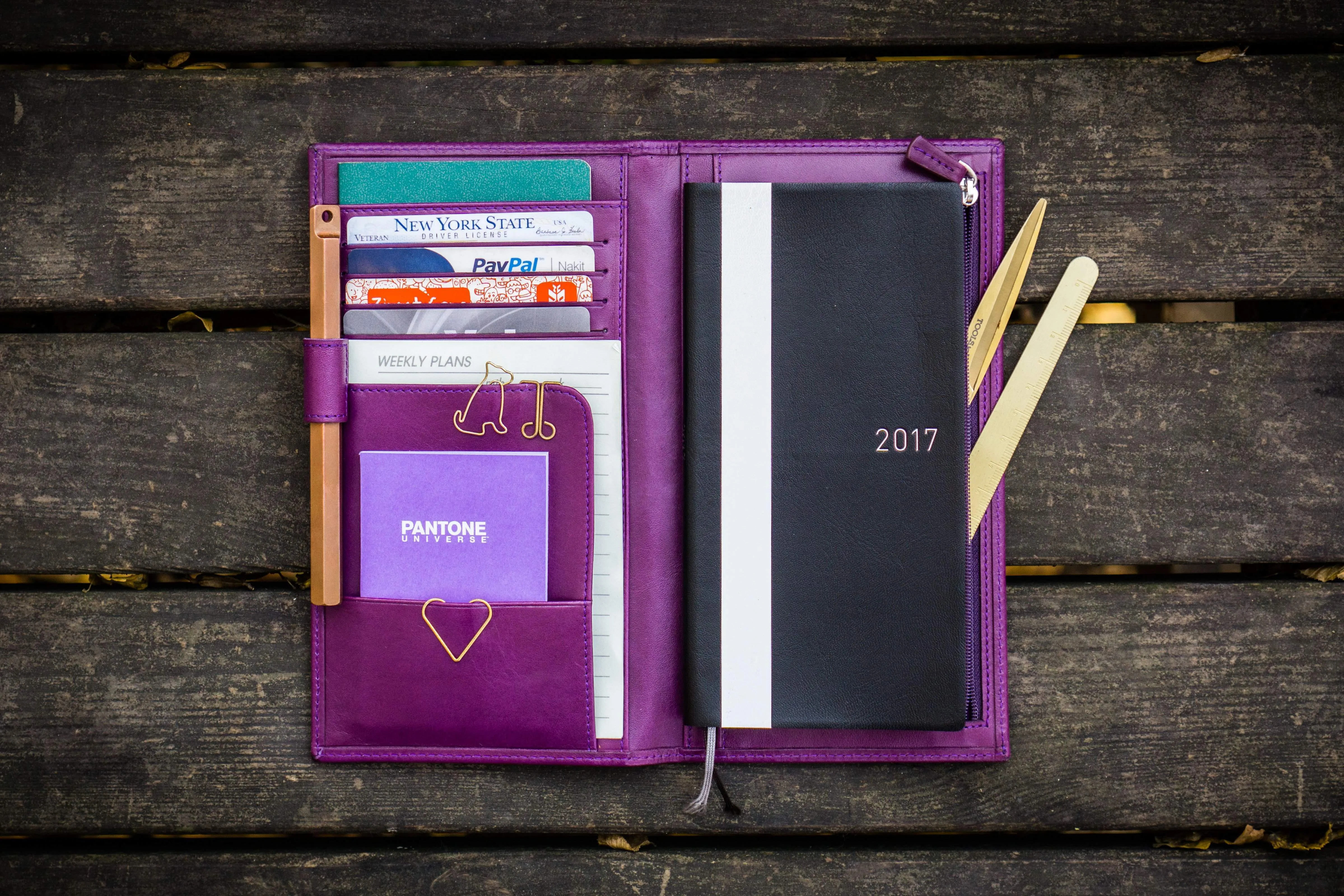 Leather Hobonichi Weeks Cover - Purple