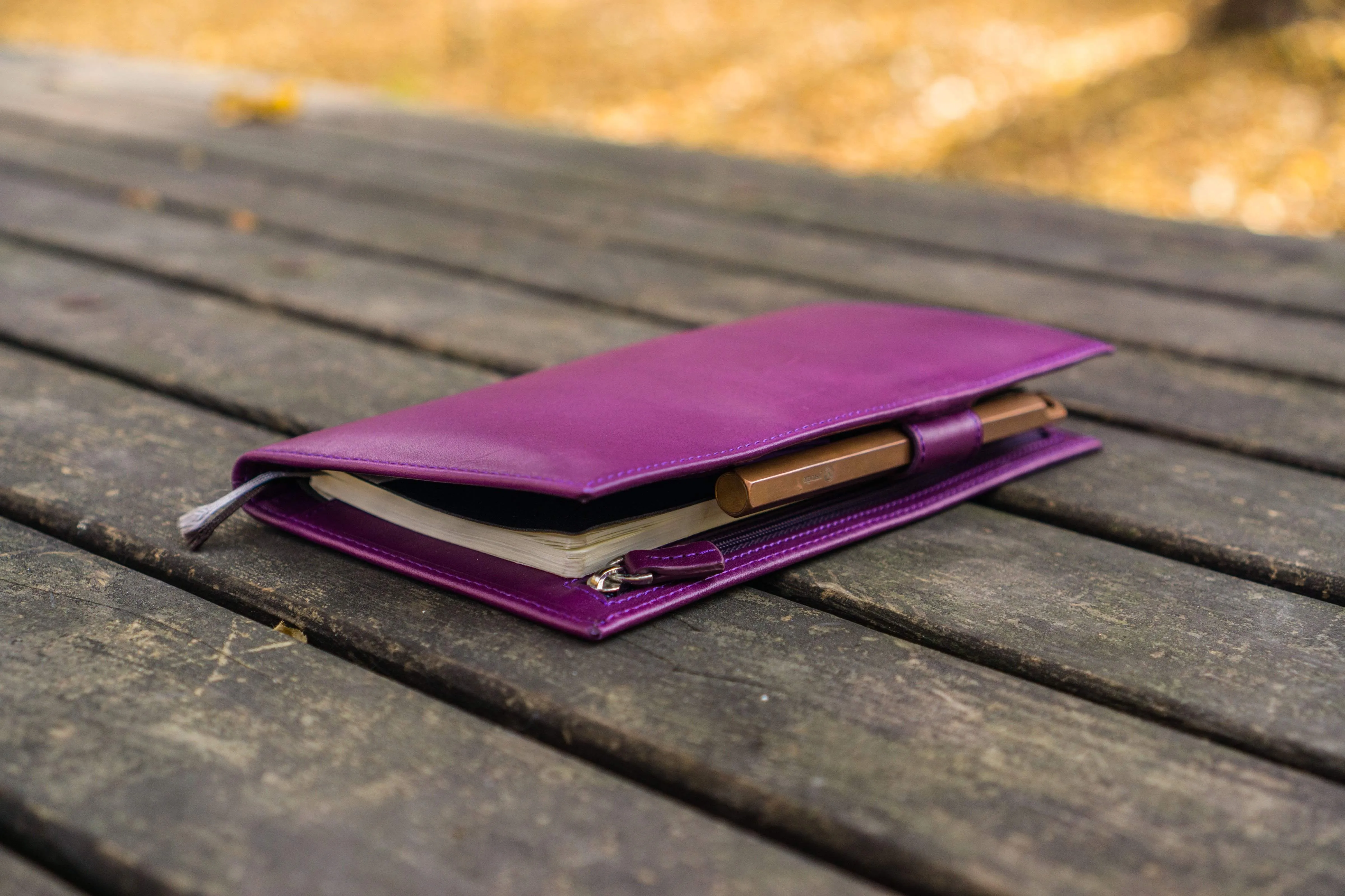 Leather Hobonichi Weeks Cover - Purple