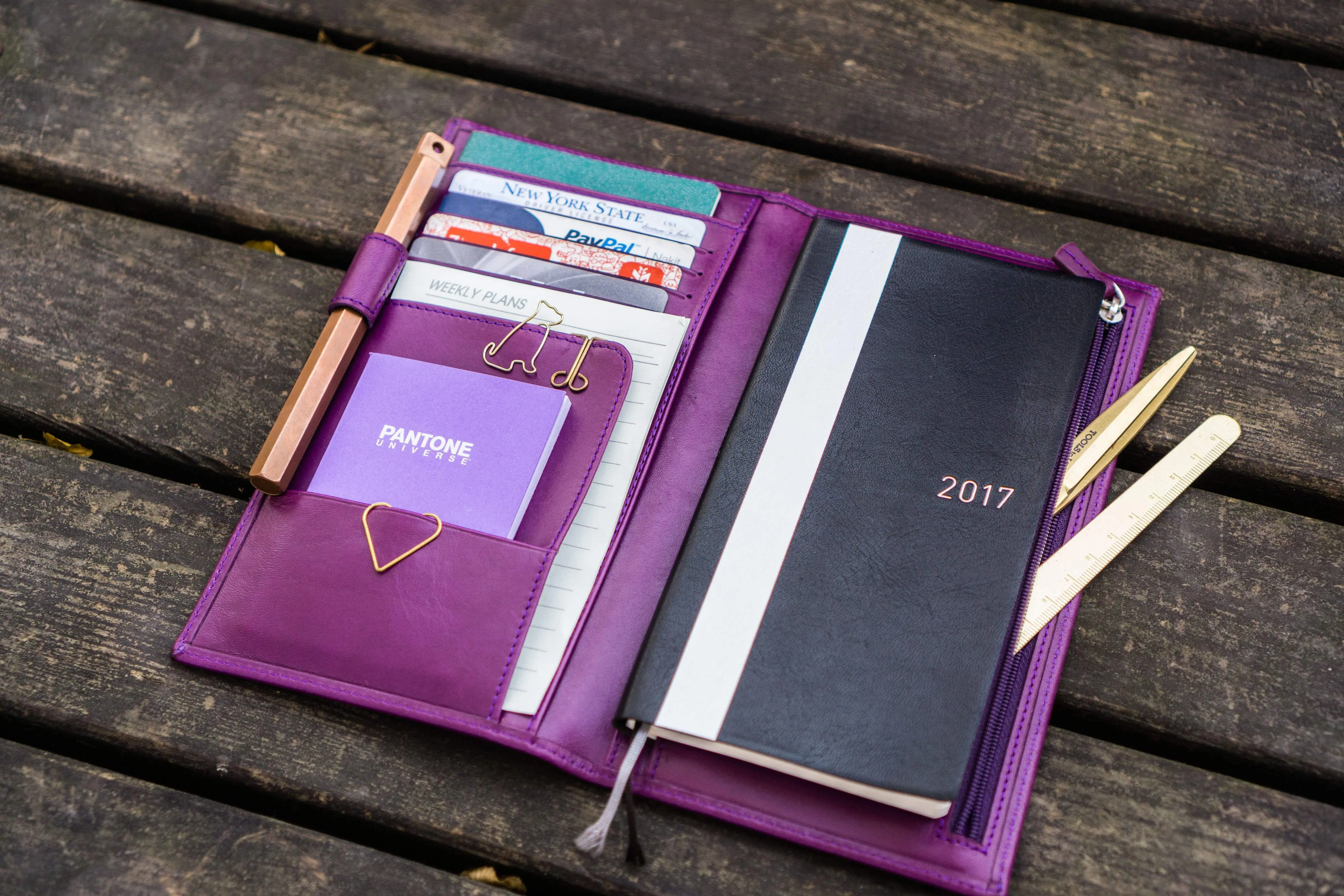 Leather Hobonichi Weeks Mega Cover - Purple