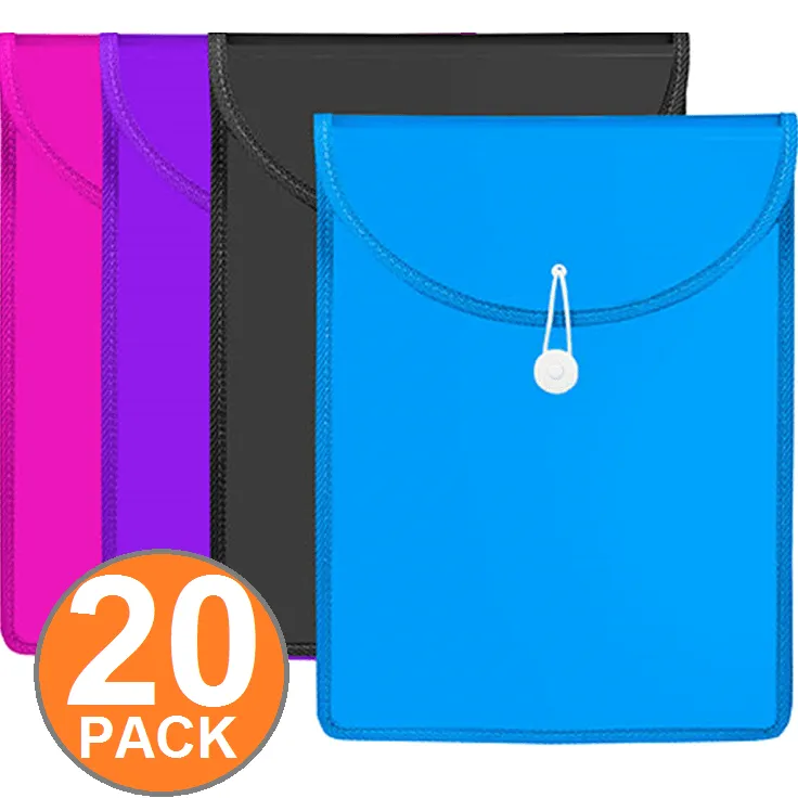 Marbig Top Load Files Folder With Elastic Closure PP A4 Assorted Colours Pack 20