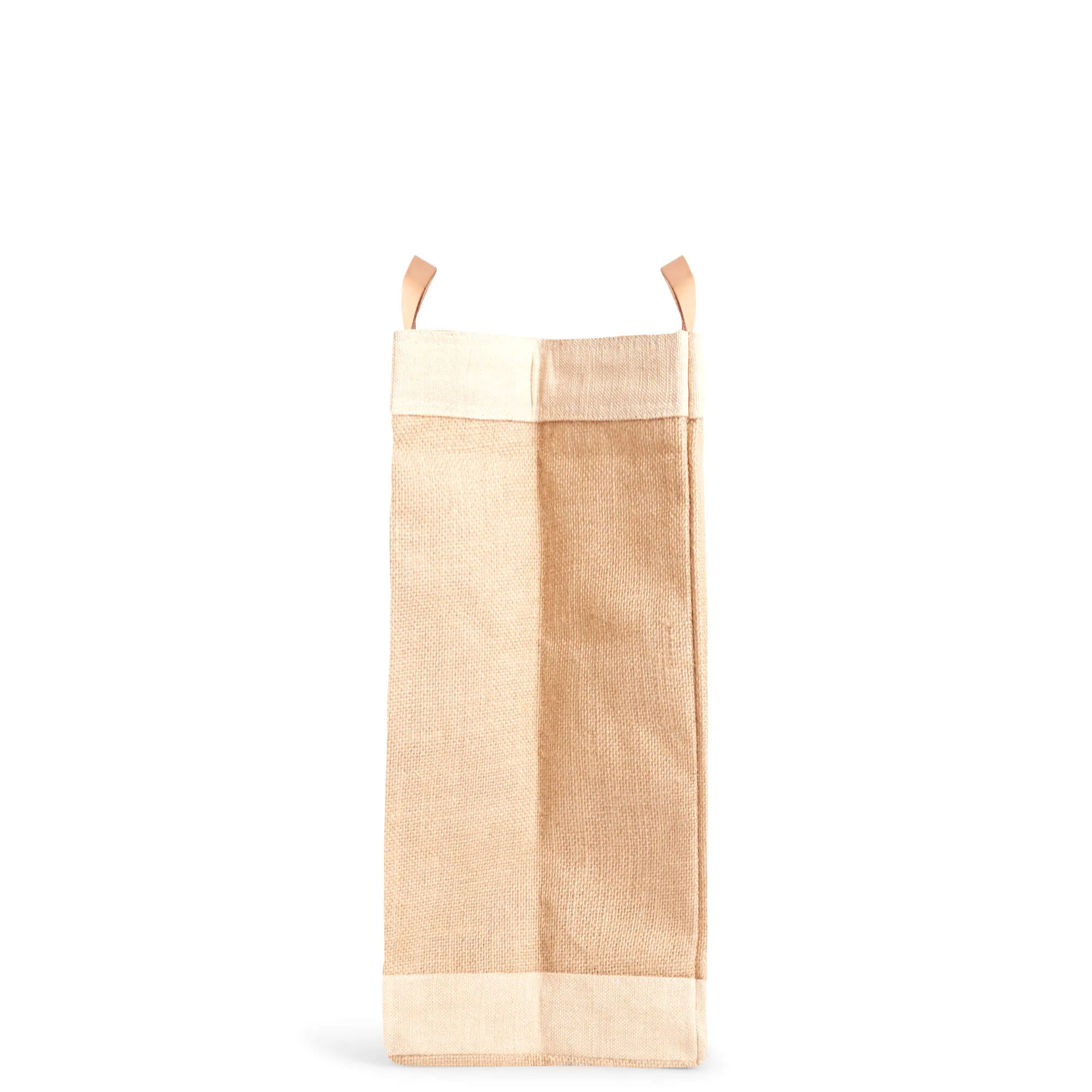 Market Bag in Natural with Pink Round Monogram