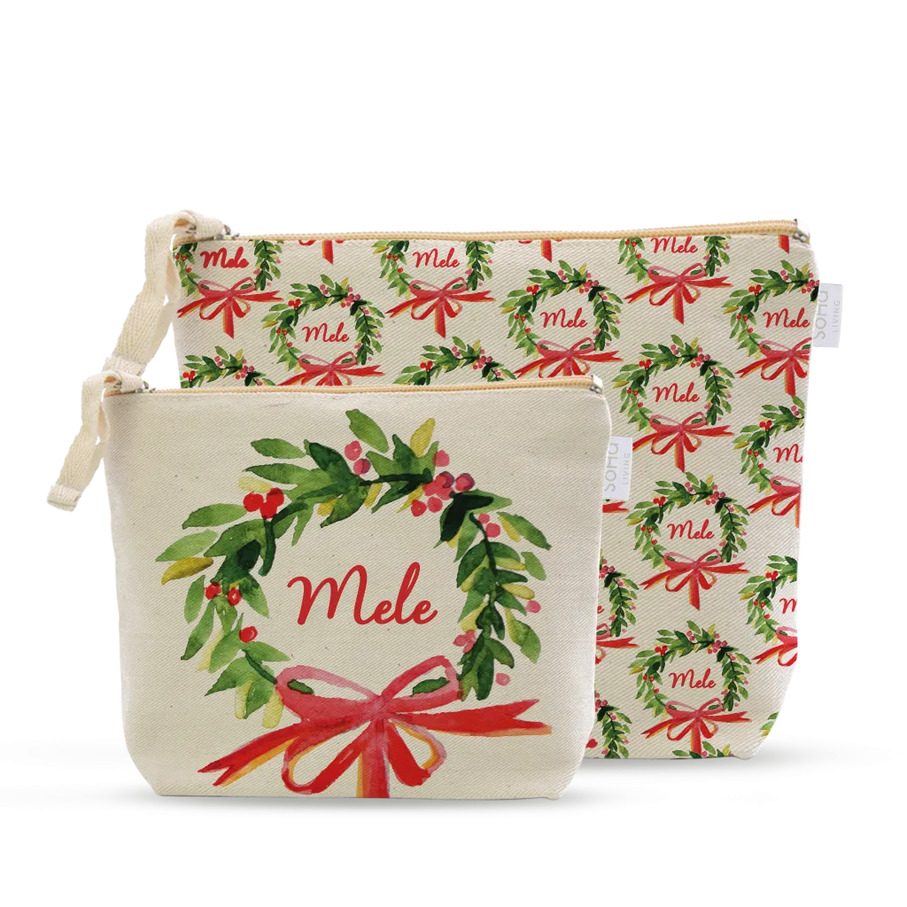 Mele Wreath Pattern Cosmetic Bag, Large