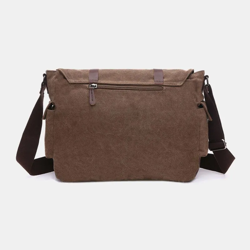 Men Canvas Back Anti-theft Zipper Pocket Crossbody Bags Casual Large Capacity 6.3 Inch Phone Bag Shoulder