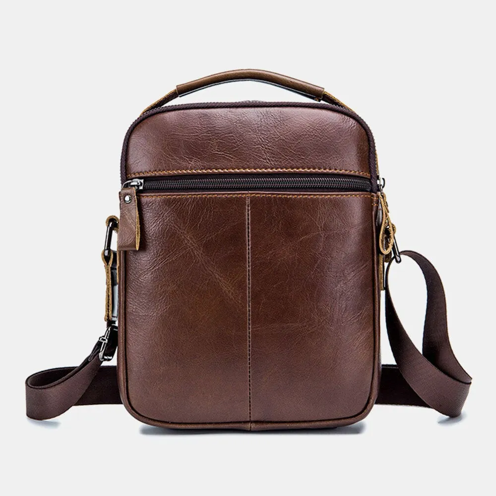 Men Genuine Leather Multi-pocket Wear-resistant Waterproof Vintage Handbag Crossbody Bag Shoulder