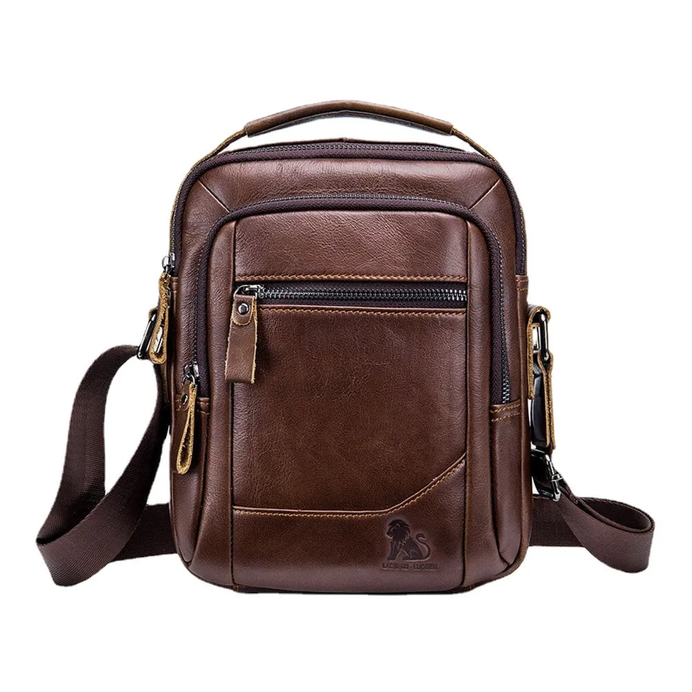 Men Genuine Leather Multi-pocket Wear-resistant Waterproof Vintage Handbag Crossbody Bag Shoulder