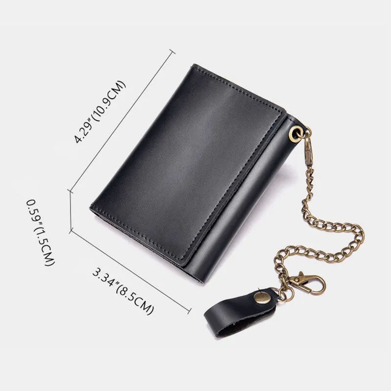 Men Genuine Leather Trifold Multi-card Slot RFID Anti-theft Thin Card Holder Coin Purse Wallet Cowhide Money Clip