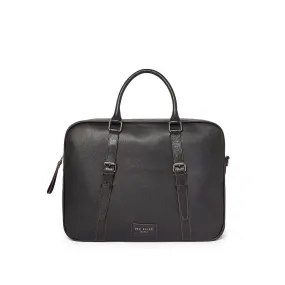 Men Hooston-Leather Document Bag - Black