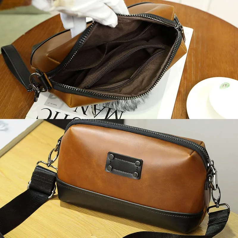 Men PU Leather Solid Color Anti-Theft Casual Phone Bag Crossbody Shoulder