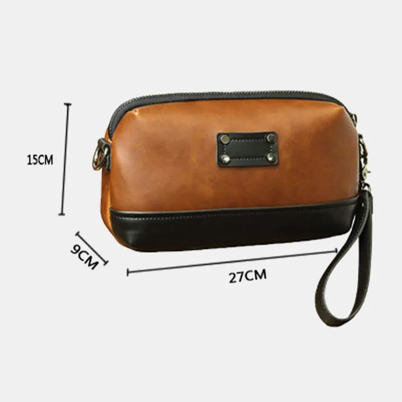 Men PU Leather Solid Color Anti-Theft Casual Phone Bag Crossbody Shoulder