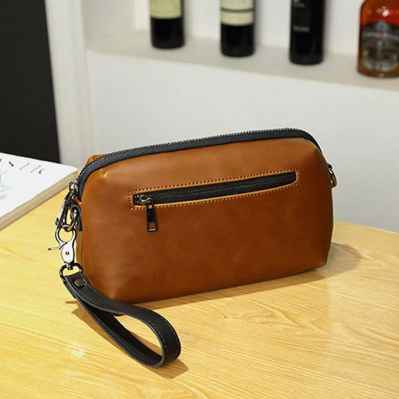 Men PU Leather Solid Color Anti-Theft Casual Phone Bag Crossbody Shoulder