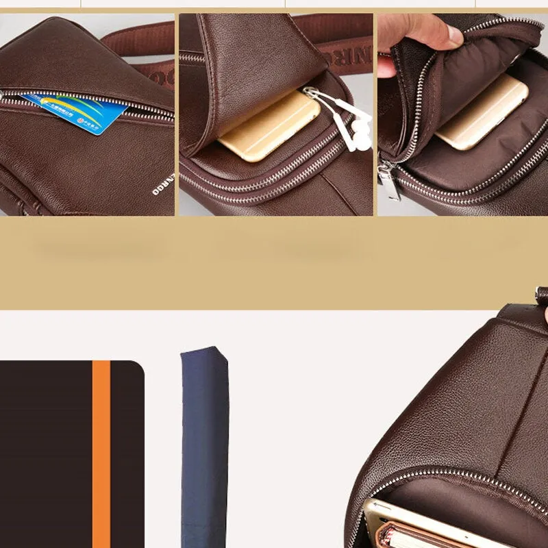 Men Shoulder Messenger Chest Bag New Casual Bag Tide Leather Anti-theft Sports Outdoor