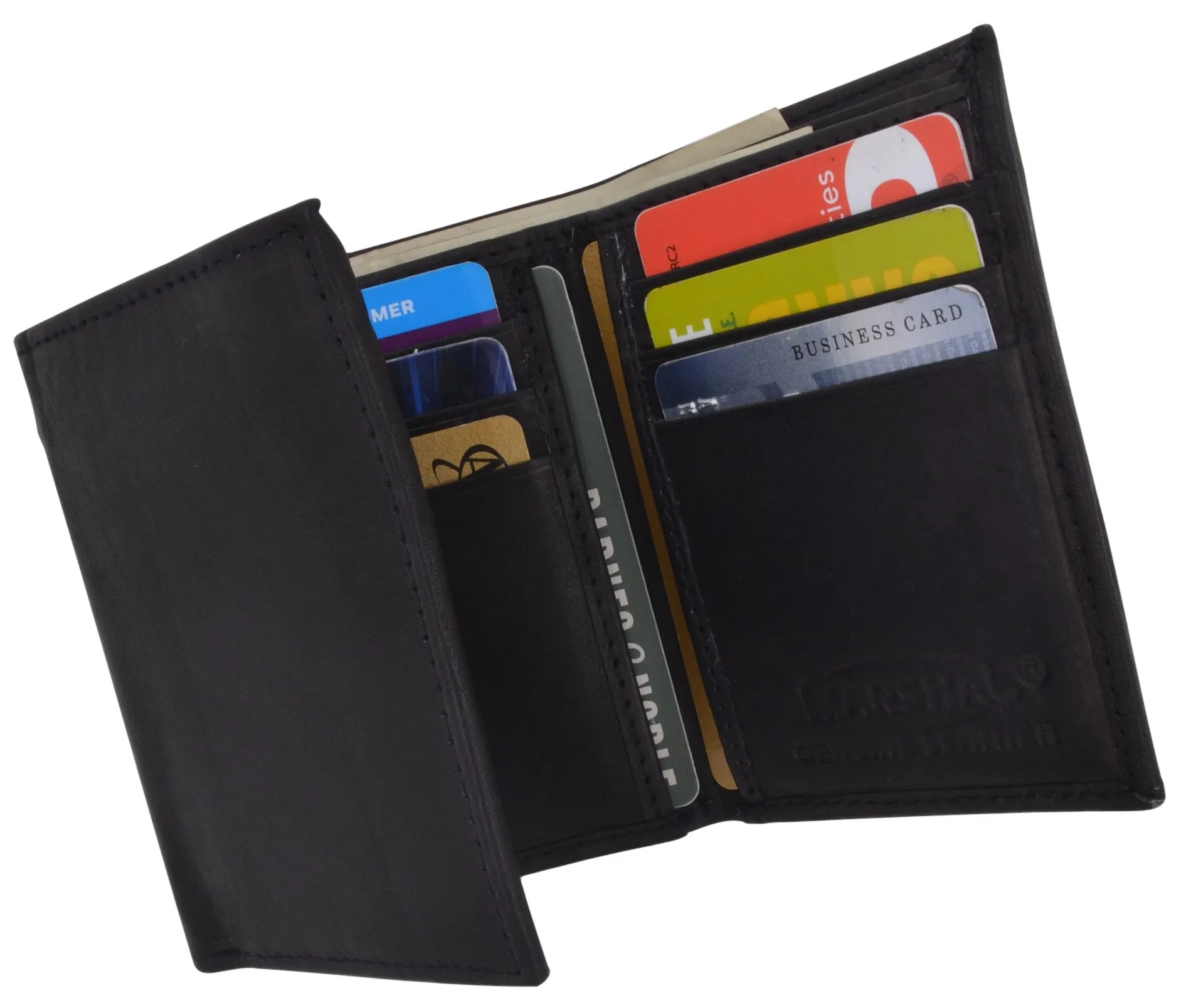 Men's Genuine Leather Trifold Credit Card Money Holder Wallet W/Outside ID Window P1355