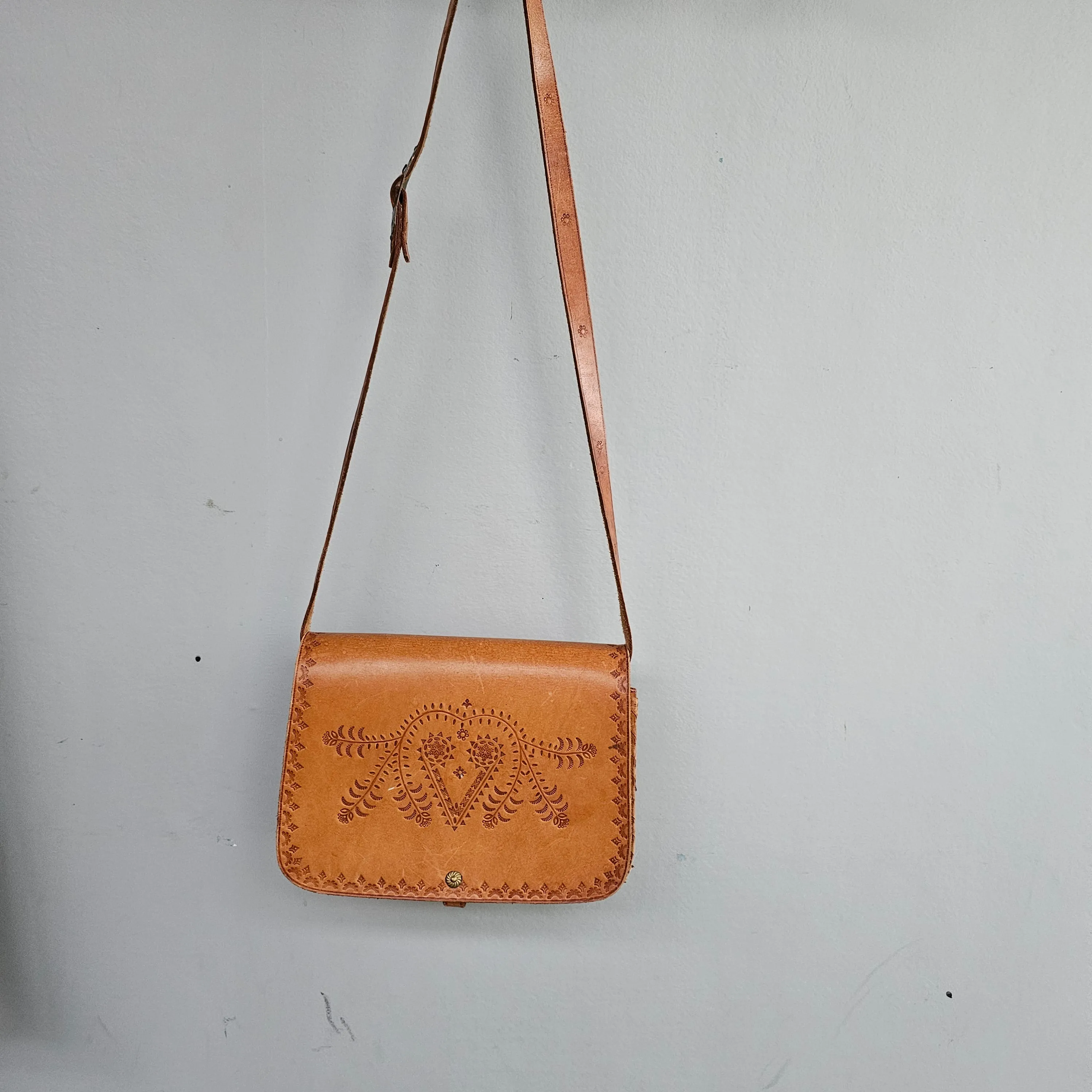 Mexican tooled leather bag