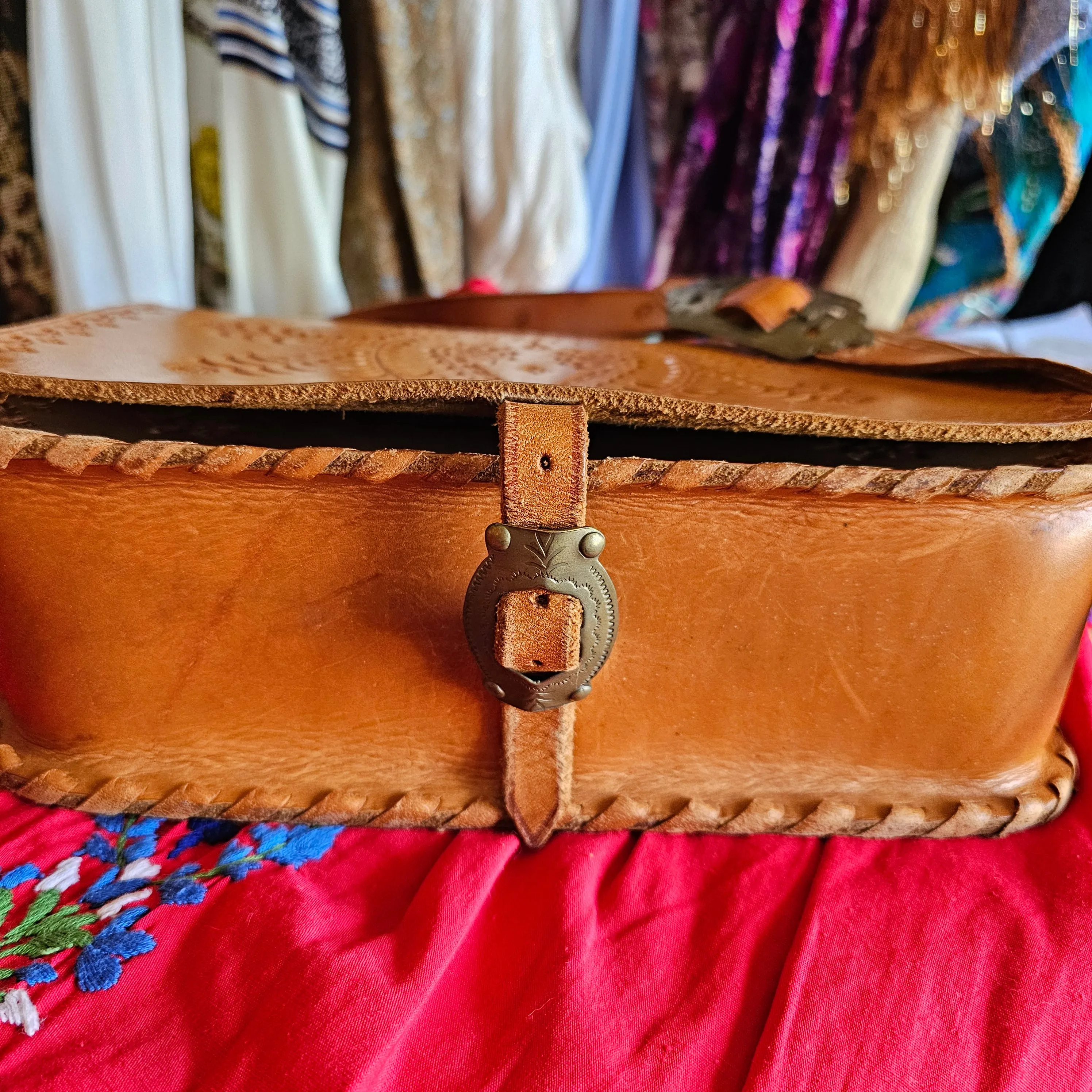 Mexican tooled leather bag