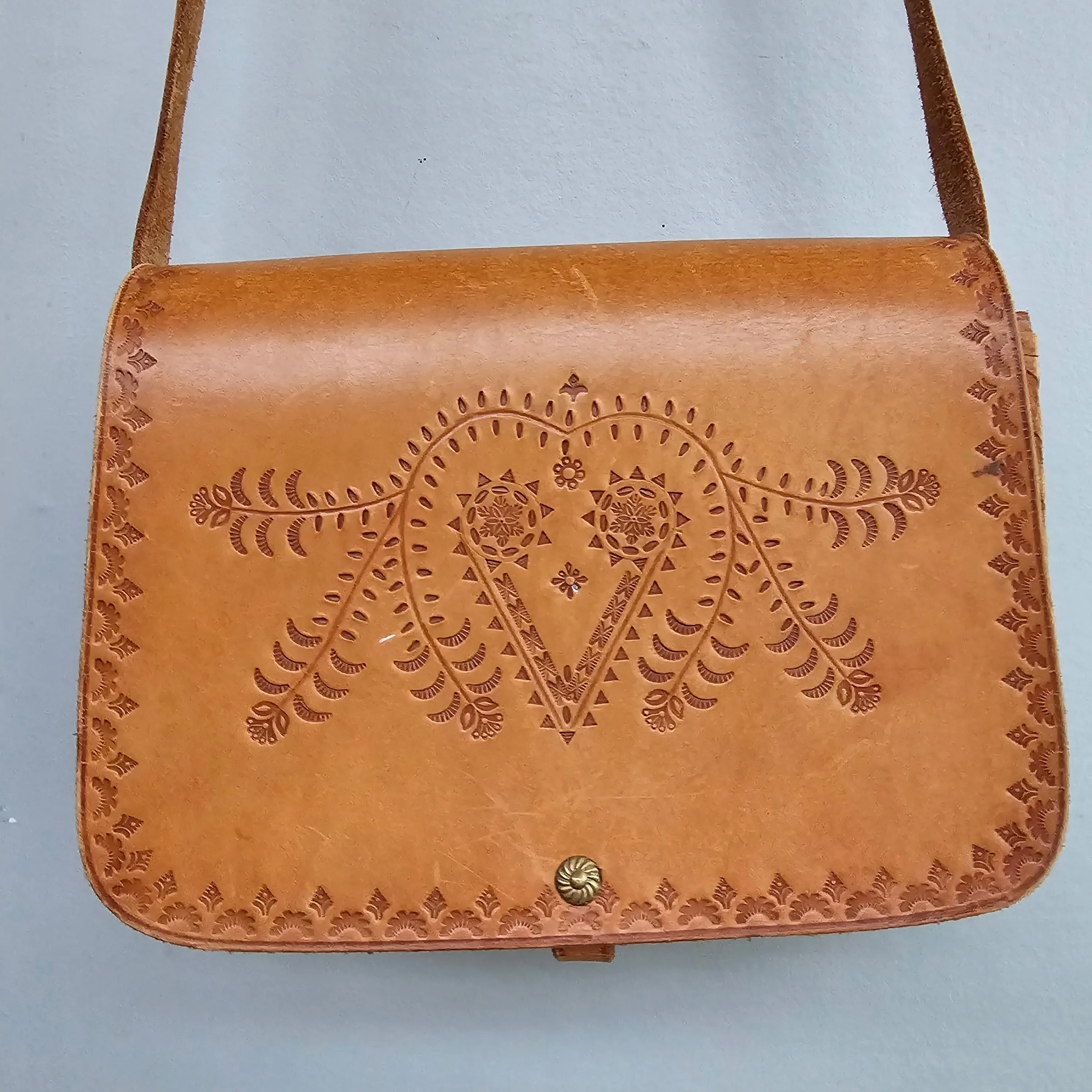 Mexican tooled leather bag