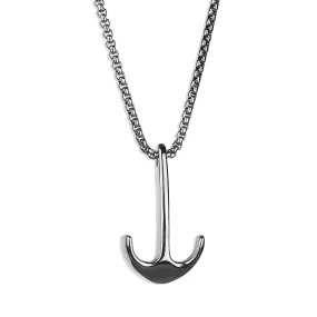 Modern Anchor Necklace - Silver