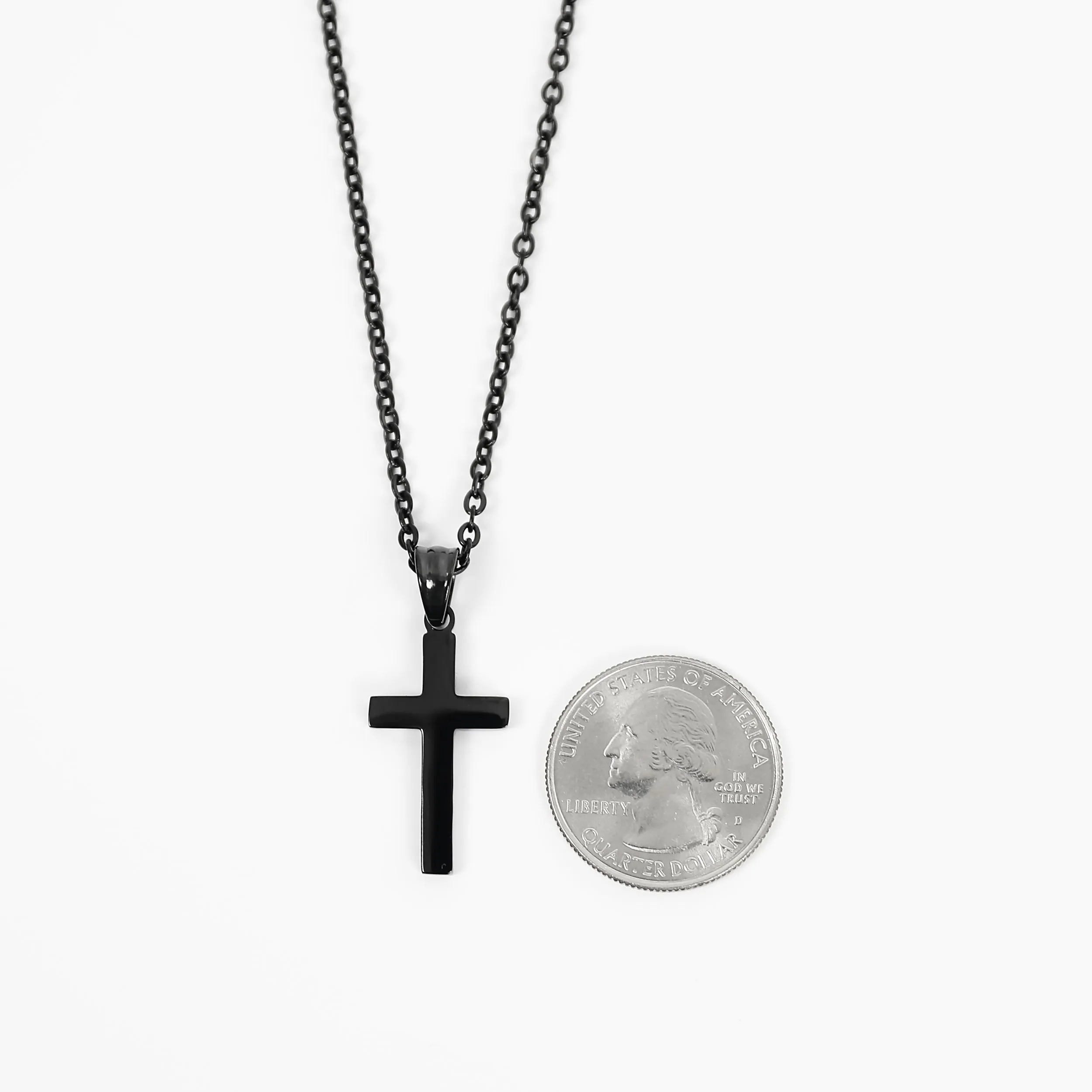 Modern Cross Necklace  - Black