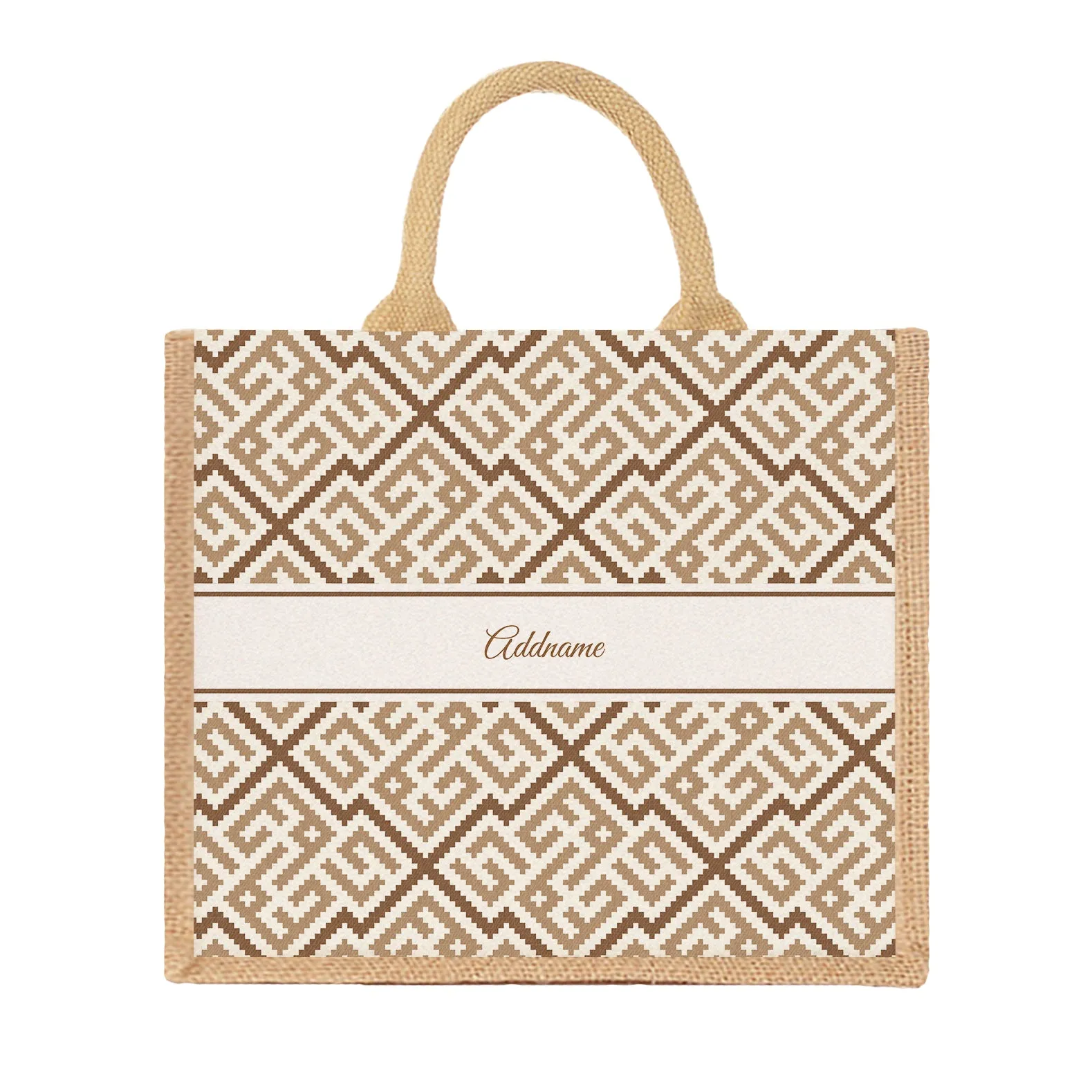 Moroccan & Mosaic Series Large Jute Tote Bag [FREE Custom Add Name]