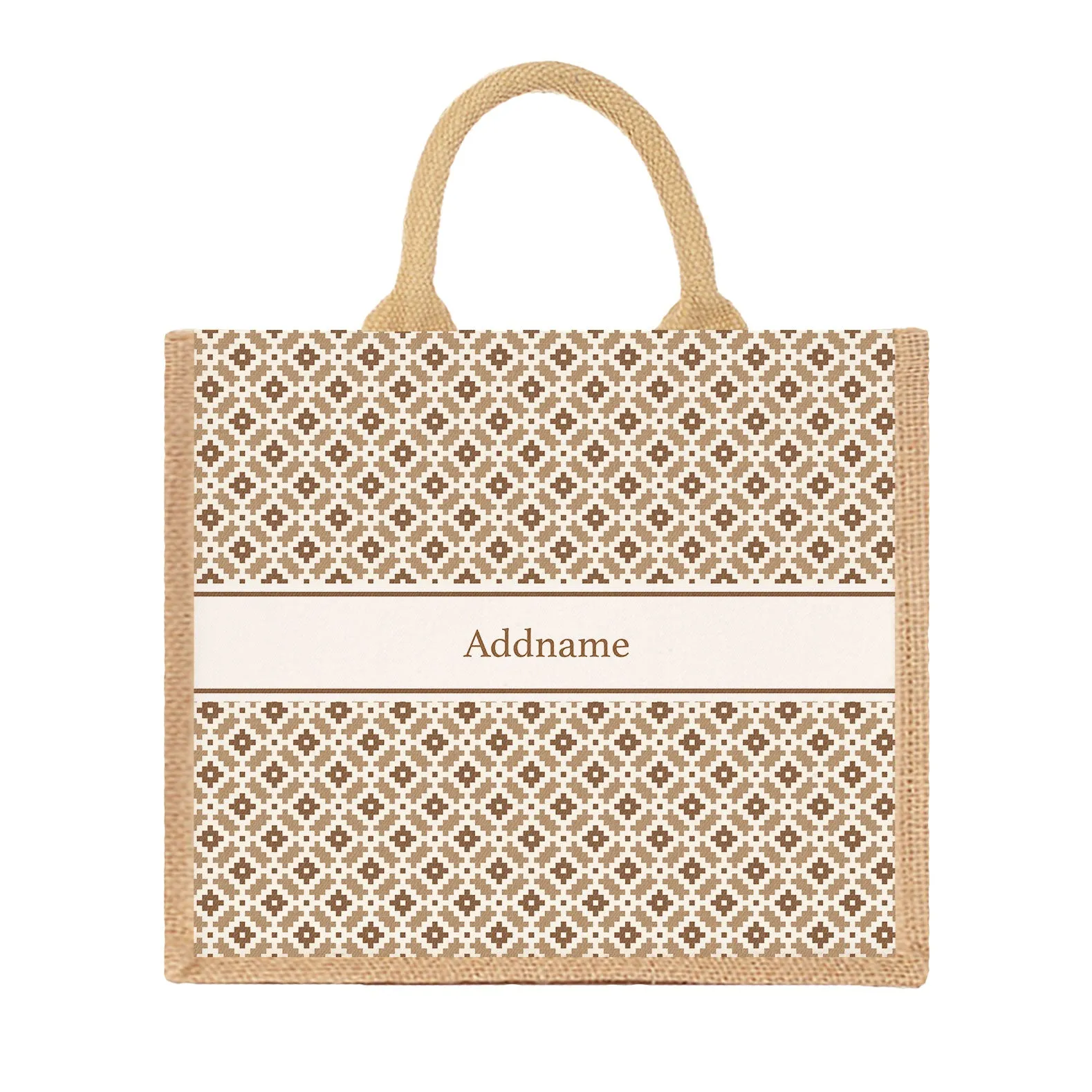 Moroccan & Mosaic Series Large Jute Tote Bag [FREE Custom Add Name]