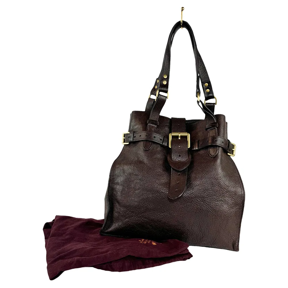 MULBERRY Elgin Brown Leather Tote Shoulder Bag LHQ388